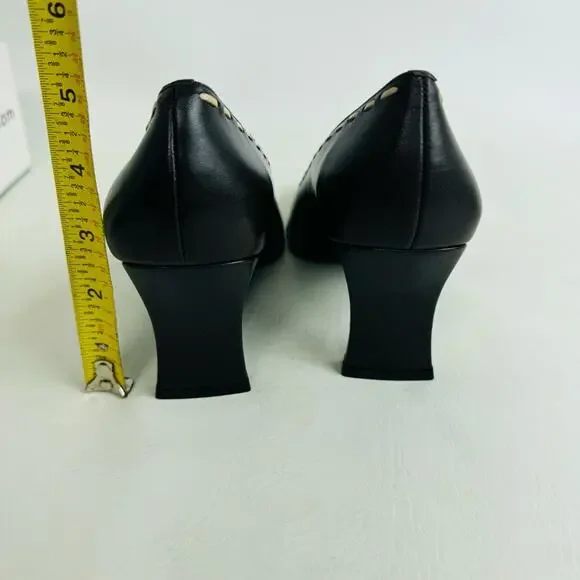 Eddie Bauer Pumps Heels‎ Dark Brown Leather Squared Toe Slip On Shoes Size 7M - Picture 9 of 12